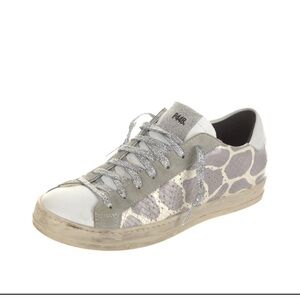 P448 White Gray Silver Animal Print Sneaker, size 38.